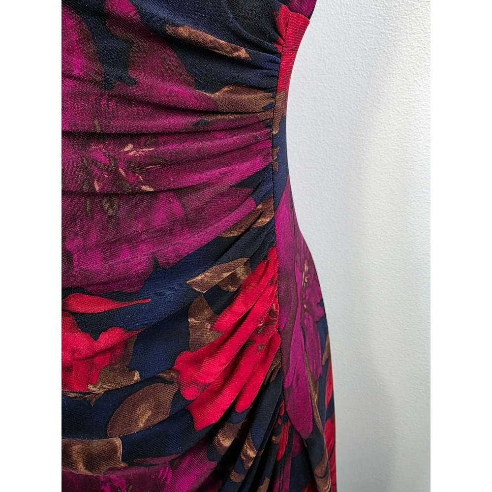 Chaps Womens Sleeveless Floral V Neck Ruched Sheath Dress Size Small S /A274 - Picture 5 of 9